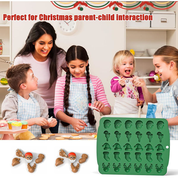 2 st 60-håls jul silikonchokladformar med dropppipett för DIY julgodis