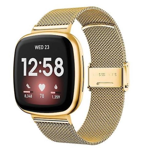 För Fitbit Versa 4 / Sense 2 Universal Metal Stainless Steel Buckle Watch Band RTJ Gold
