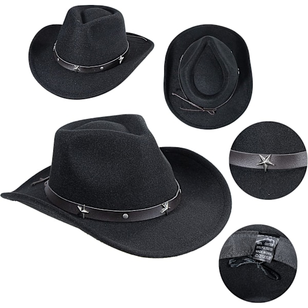 Western Cowboy Hat for Men Women Classic Roll Up Fedora Hat with Buckle Belt