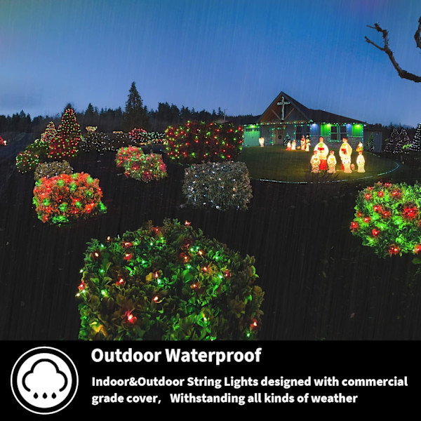 500 LED-ljusslinga utomhus, 16 lägen plug in Twinkle Fairy Lights för sovrum, 46ft 500LED julgransljus klusterljus utomhus vattentät