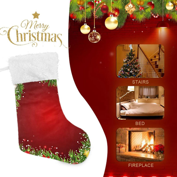 Julklapp, Personliga Julklappsstrumpor 2-pack Julkrans Gott Nytt År 18 tum Julstrumpor Hängande Ornament Kamin för