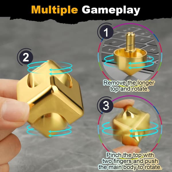 Infinite Gear Fidget Cube - 2-i-1 Transformabel Spinner - Stresslindring (Guld)