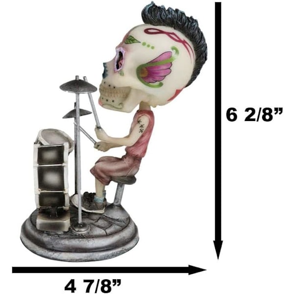 Ebros Gave Día de Muertos Tatovering Skelet Rock Trommeslager Bobblehead Figur 6,5\" L     Statue Dekor