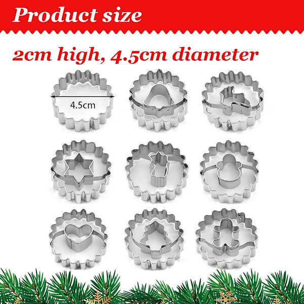 Jul Cookie Cutters (9 Mini Cutters) för Fondant och Kex