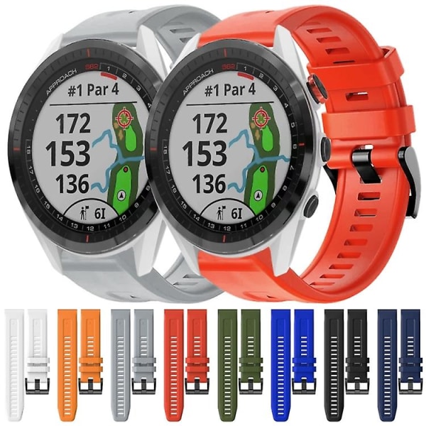 For Garmin Approach S62 Metal Buckle Solid Color Silicone Watch Band ZCD White