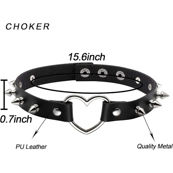 Läderhalsband med spikar Punk Gothic