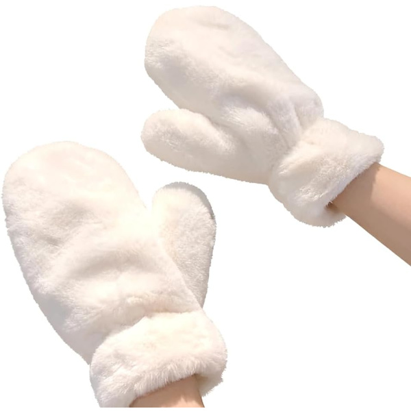 wxsp 1 Par Bløde Plys Luffer til Voksne Touchscreen-kompatible Varme Vinterhandsker Creme