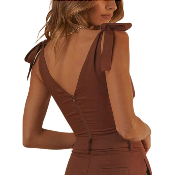 Kvinners Sexy Bustier Crop Top med Stropper og Asymmetrisk Design