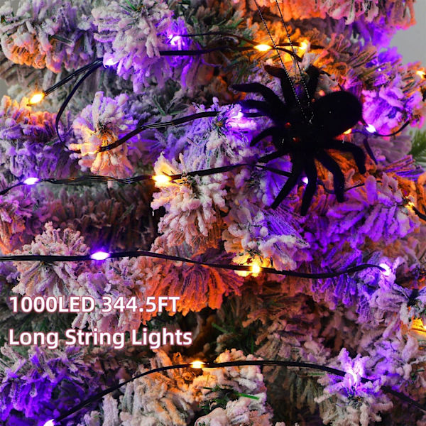 1000 LED Halloween-lys, 328 fot lange utendørs fe-lyskjeder, vanntette IP65 grønne PVC kobbertrådslys, 8 lysmoduser plugg inn for