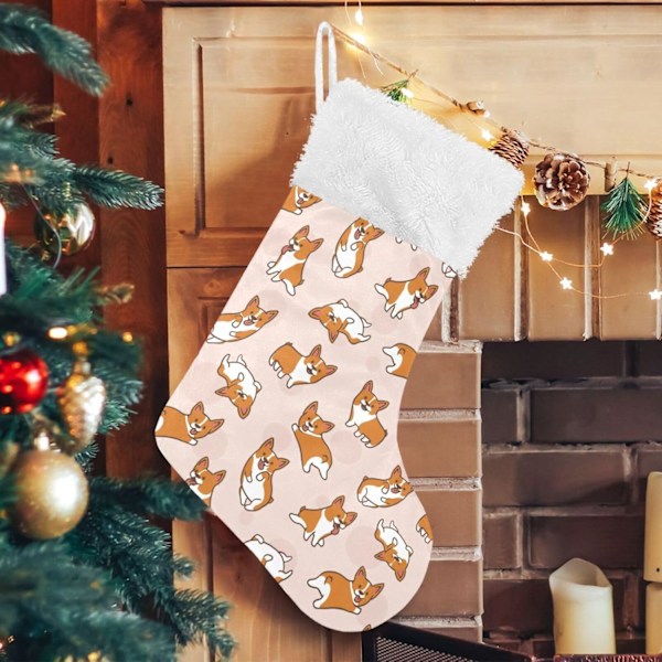 Weihnachtsstrumpf, personalisierte Weihnachtsstrümpfe 2er Set Tier Hund Kindish Corgi Gelb 45,7 cm Xmas Strümpfe Hängende Ornament Kamin für Baum