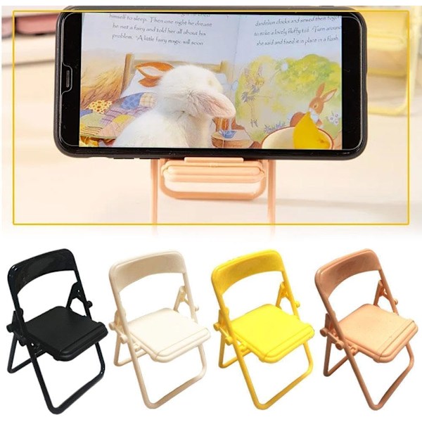 2 stk. Sort Sammenklappelig Stol Telefonholder, Sammenklappelig Stol Telefonholder, Mini Sammenklappelig Stol Mobiltelefonholder, Foldbar Stolform Universal Mobil Mult