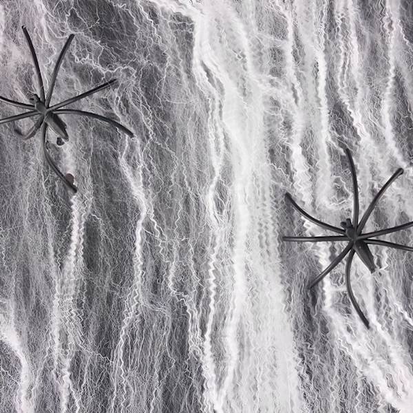 Halloween spindelvævsdekorationer med uhyggeligt stof og edderkopper