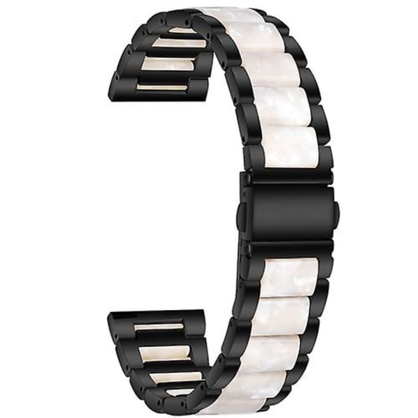 Til Huawei Watch 3/3 Pro/garmin Venu 2 22 mm Universal tre-perler rustfrit stål + harpiks urbånd QCE Black-Pearl White