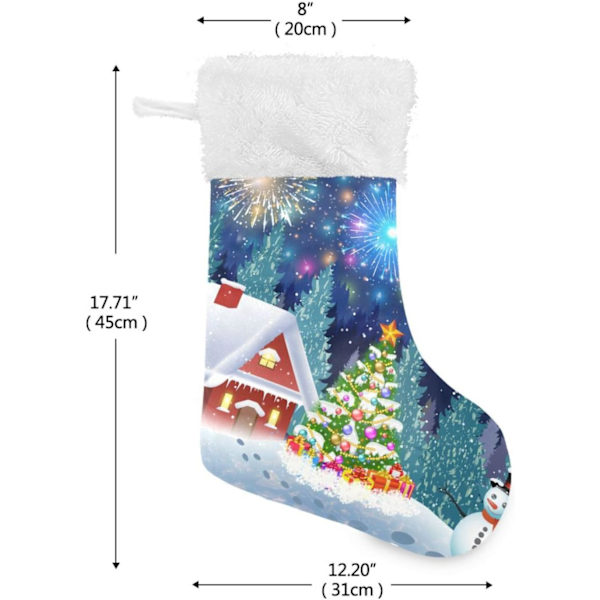 Julstrumpa, personliga julstrumpor 2-pack Snögubbe under fyrverkeri 45,7 cm Julstrumpor Hängande Ornament Eldstad för träd