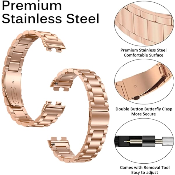 Rustfritt stål armbånd kompatibelt med Huawei Band 8, Precision