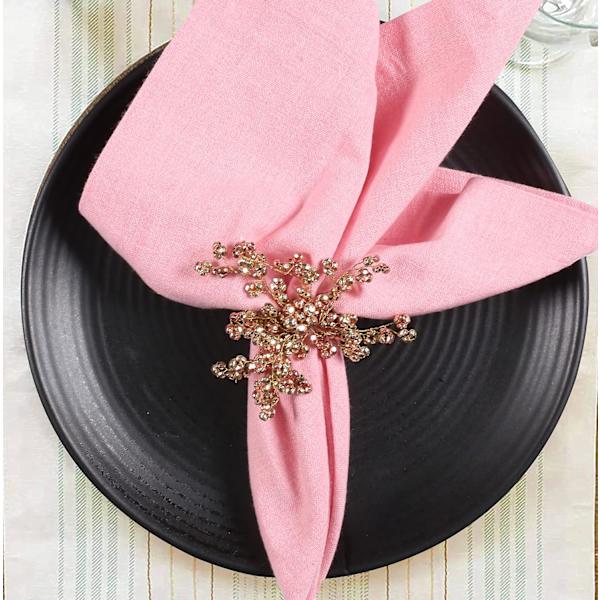 Dekorative perlenapkinring i metall - sett med 12 - blomsterserviett-napkinringer