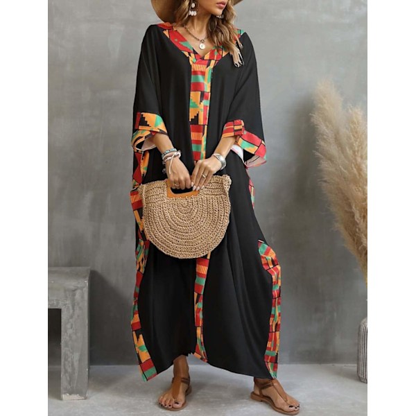 Kvinners badedrakt Cover Up etnisk print Kaftan Strand Maxi Kjoler