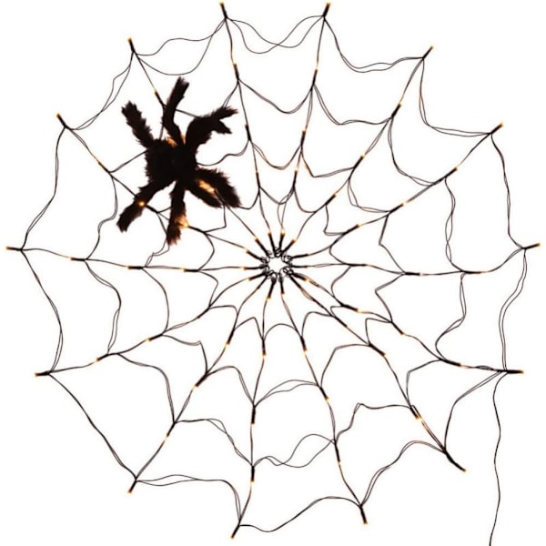 Gigant edderkoppnettlys LED Halloween svart edderkoppnettlys vanntett lilla nettlys og svart edderkopp for hus hage innendørs og D