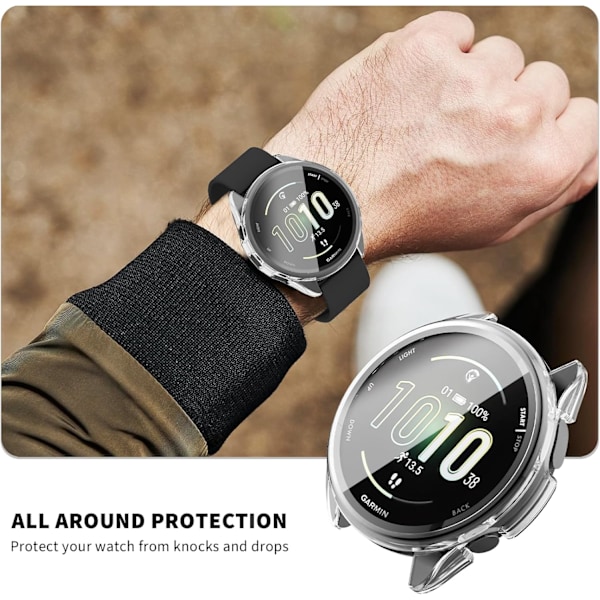 Skärmskyddsfodral för Garmin Forerunner 165, Slim Guard Bumper Full Coverage Hårt PC Skyddande Skal HD Ultratunt Fodral för Forerunner 165 Smar