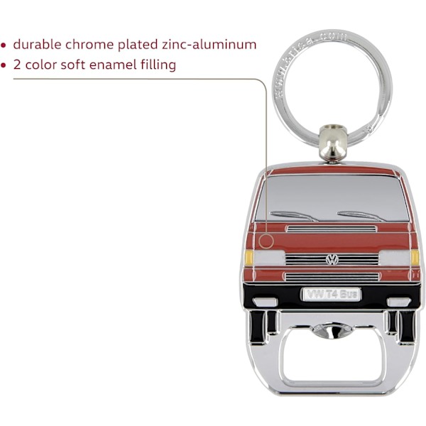 Brisa VW Collection-Volkswagen nøglering nøglering-Accessoire nøgleholder med ølflaske-? Åbner i T4 Bulli Bus Design (bus rød