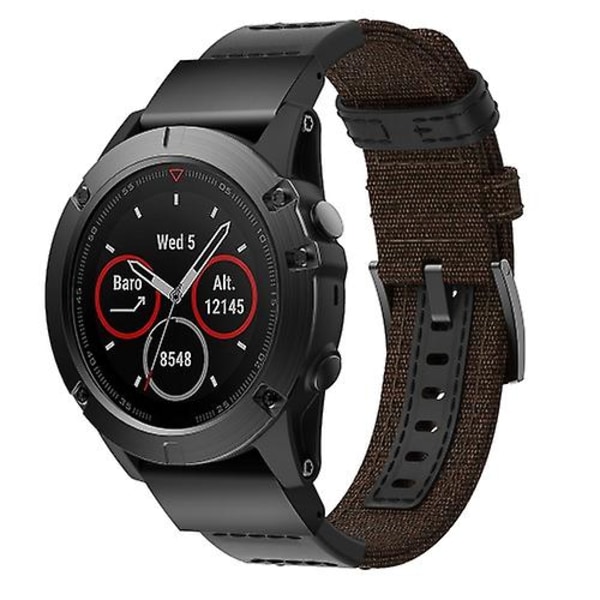 Canvas och läder klockarmband för Garmin Fenix5x Plus Fenix3, handledsrem storlek: 150+110mm XEP Brown