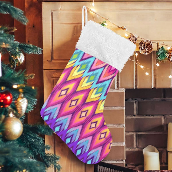 Jule-Strømpe, Personlige Jule-Strømper 2-pak Aztekisk Geometrisk Regnbue 45,7 cm Jule-Strømper Hængende Ornament Pejs til Træ