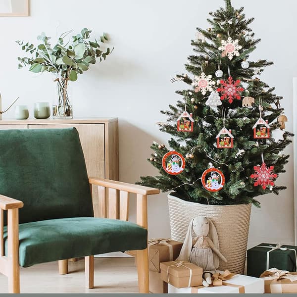 Julepynt i træ, 12 stk. juletræspynt, træ, julepynt, træ, julepynt, julepynt i træ