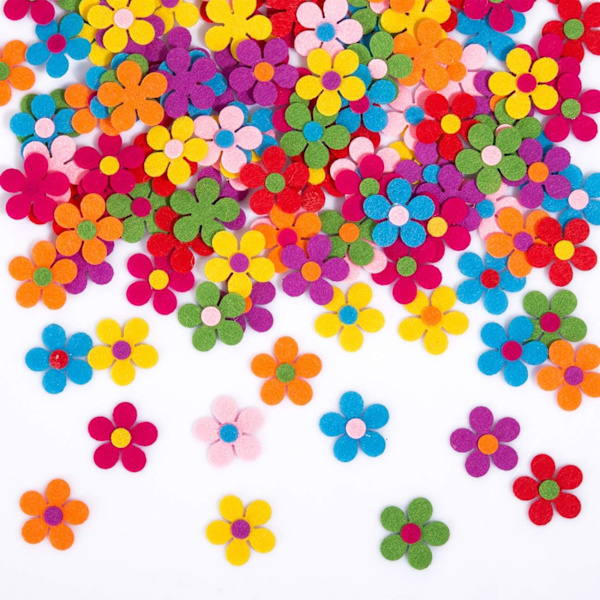 120 stk. filtblomster til børns DIY-håndværk - assorterede farver