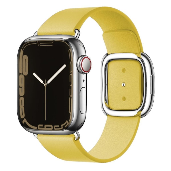 Modernt spänne för Apple Watch Band 45mm 41mm 44mm/40mm 38 42mm 49mm Correa Läderarmband Iwatch Serie 3 6 Se 7 8 Ultra yellow 44mm 42mm 45mm 49mm