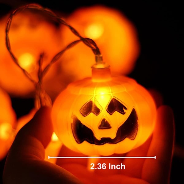 Stora Halloween solcellslingor utomhus, pumpa ljusslinga med 8 lägen inomhus utomhus dekor med 21,32ft 30 pumpa lampor för vit