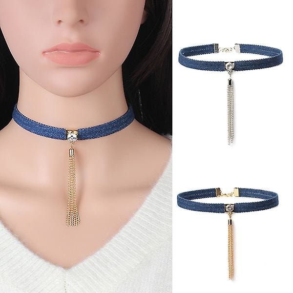 Punk Denim Krage Choker Tofs Halskjede