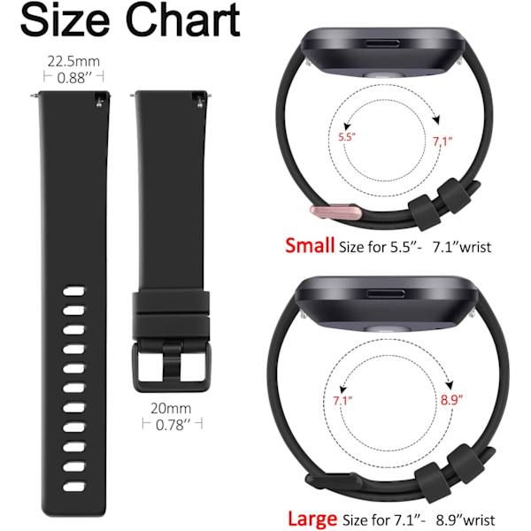3-pack silikonband för Fitbit Versa - Klassiska ersättningsarmband