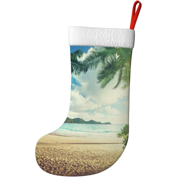 Solnedgång På Stranden Jul Semester Dekorationstrumpor - Hållbara, Färgglada Och Roliga Festliga Dekorationer - Julstrumpa Spis Ornament Julstrumpor