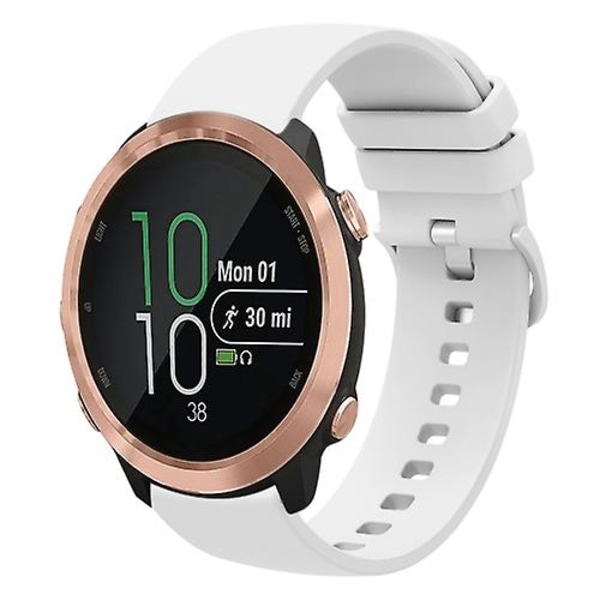 For Garmin Forerunner 645 20mm Solid Color Soft Silicone Watch Band GLF White