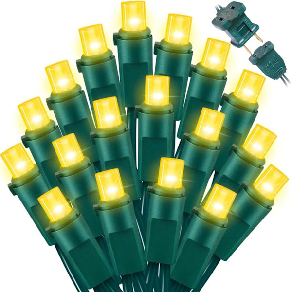 100-pack gula - ljusslingor - 21,6 fot LED-julbelysning, miniled-lampor för inomhus- och utomhusbruk, hem, semester, fest, bröllop, självständighetsdag