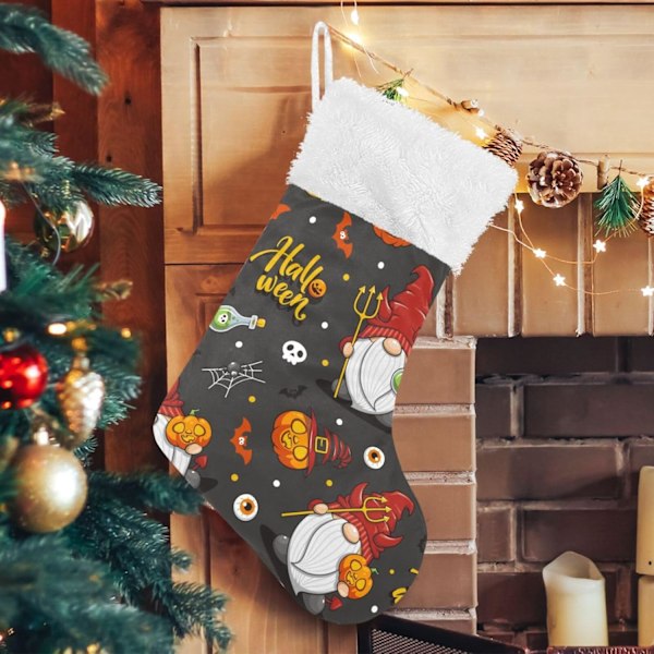 Julklapp, personliga julklappsstrumpor 2-pack Halloween Tomte Pumpa 45,7 cm Julstrumpor Hängande Ornament Eldstad för träd
