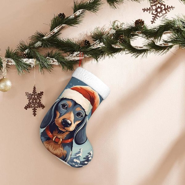 Glædelig Jul Sød Dackel Jule Strømper 45 cm, Bløde Jule Strømper, Klassiske Gaveholdere til Fest, Ferie, Pejs, Dekorationer