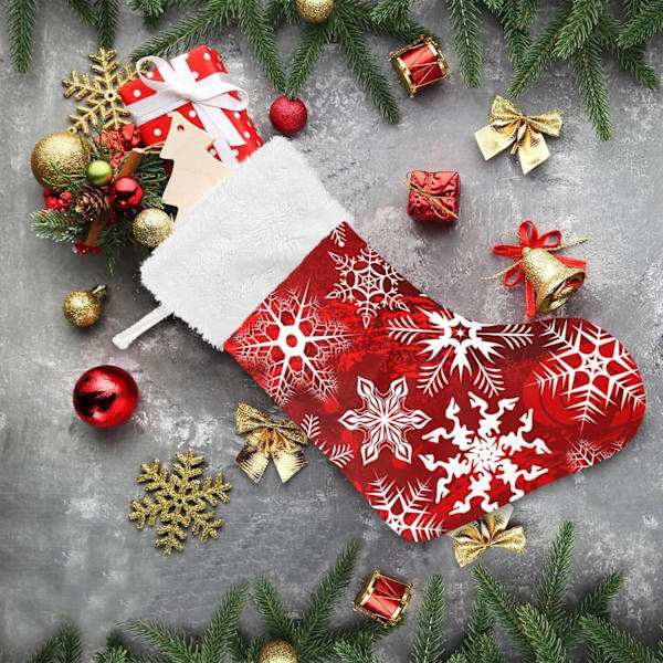 Julklapp, Personliga Julklappsstrumpor 2-pack Röd Snöflinga Jul 45,7 cm Julstrumpor Hängande Ornament Eldstad för Bygg