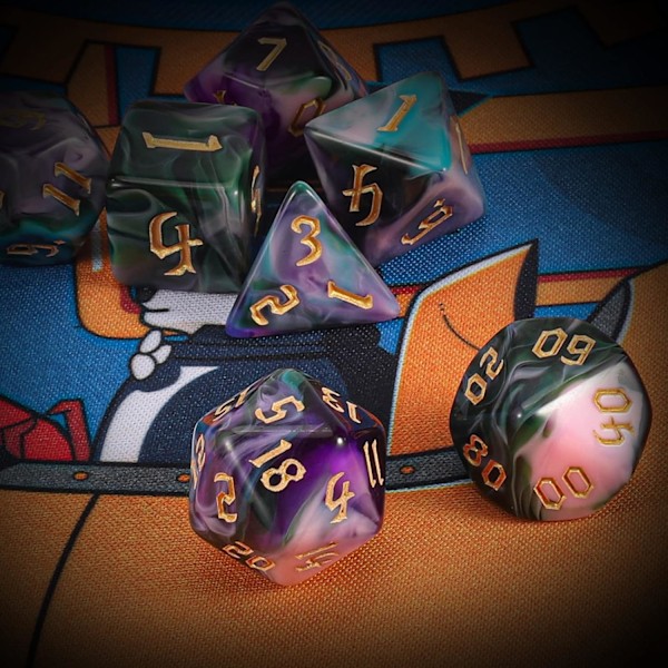 Tärningssats - Polyhedral tärningar för Dungeons and Dragons (7 st)