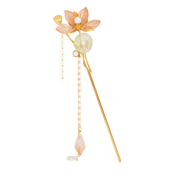 Retro Lotus Blad Legering Hårpinne Antik Stil Tofs Hänge
