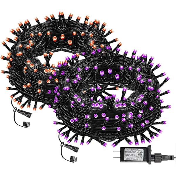 Halloween 300 LED Lyskæde, 100FT Sammenkædelig Lyskæde med 8 Lystilstande, til Fest Karneval Tilbehør, Indendørs Udendørs Have