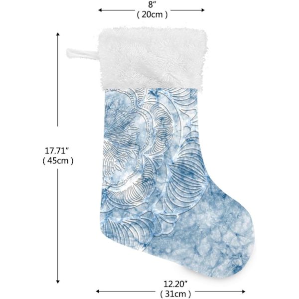 Julklapp, Personliga Julklappsstrumpor 2-pack Blå Mandala Bohemisk Blomma 45,7 cm Julstrumpor Hängande Ornament Eldstad för Träd