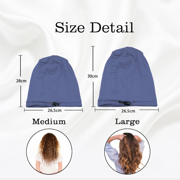 Siden Satin Bonnet Hår Wrap för Sömn. 2 st Justerbar Silke