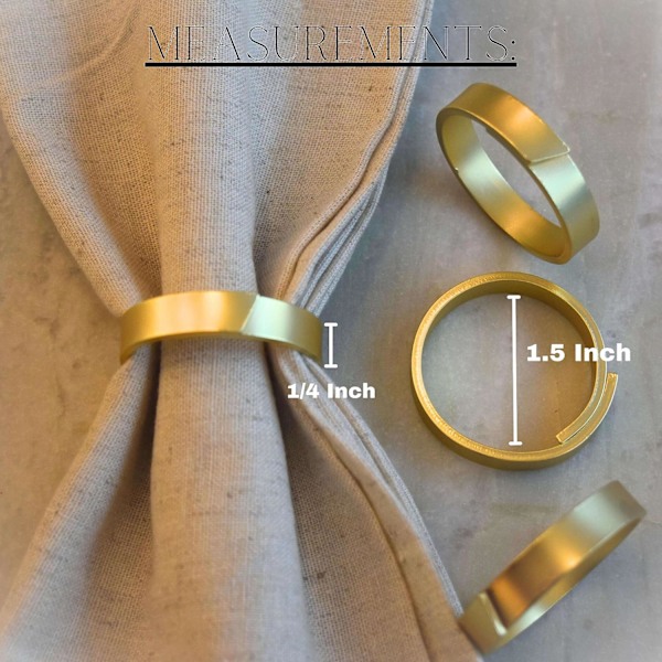6 stk. matte guld servietringe - minimalistisk moderne luksusdesign, stoflinned
