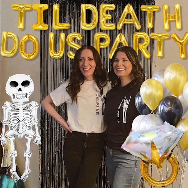 Gotisk möhippa dekoration Til Death Do Us Party dekoration ballonger möhippa brudparty förlovningsdekoration gul gul