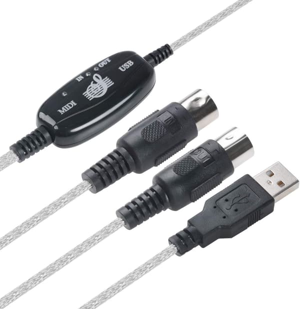 USB til MIDI-kabelkonverter 2 i 1 PC til synthesizer musikstudie tastatur interface ledning stik controller adapterkabel 16 kanaler understøtter computer