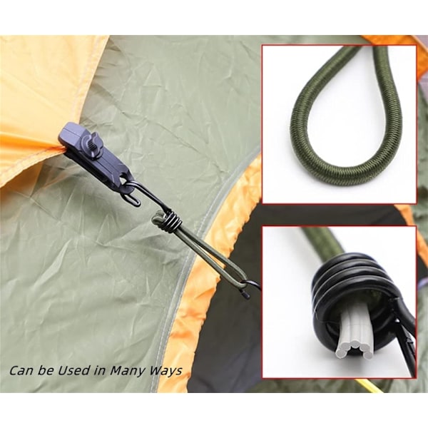 Bungee-rep med krokar - 8-pack min bungee-rep i gult och grönt