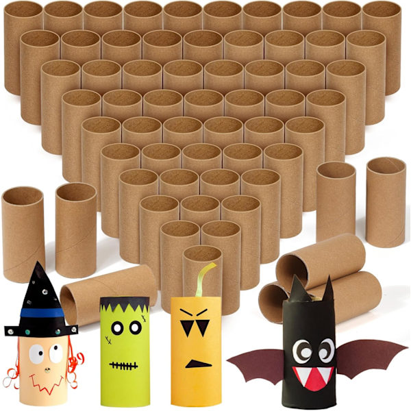 60 stk. ruller af brunt kraftpapir til håndværk, 10 cm x 4 cm, tykke paprør til børns kreative projekter, ruller af brunt kraftpapir til skoleprojekter, Halloween,