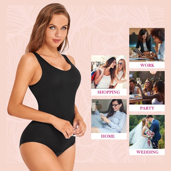 Kvinder Talje Træner Bodysuit Slim Fuld Krop Shapewear Sømløs Rund Hals