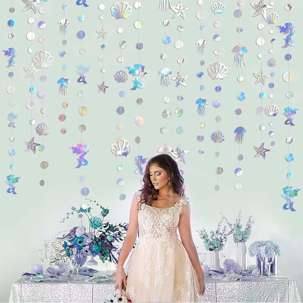 Iridescent Havfrue Fest Dekorationer (52Ft) - Ocean Tema Papir Garland og Streamers